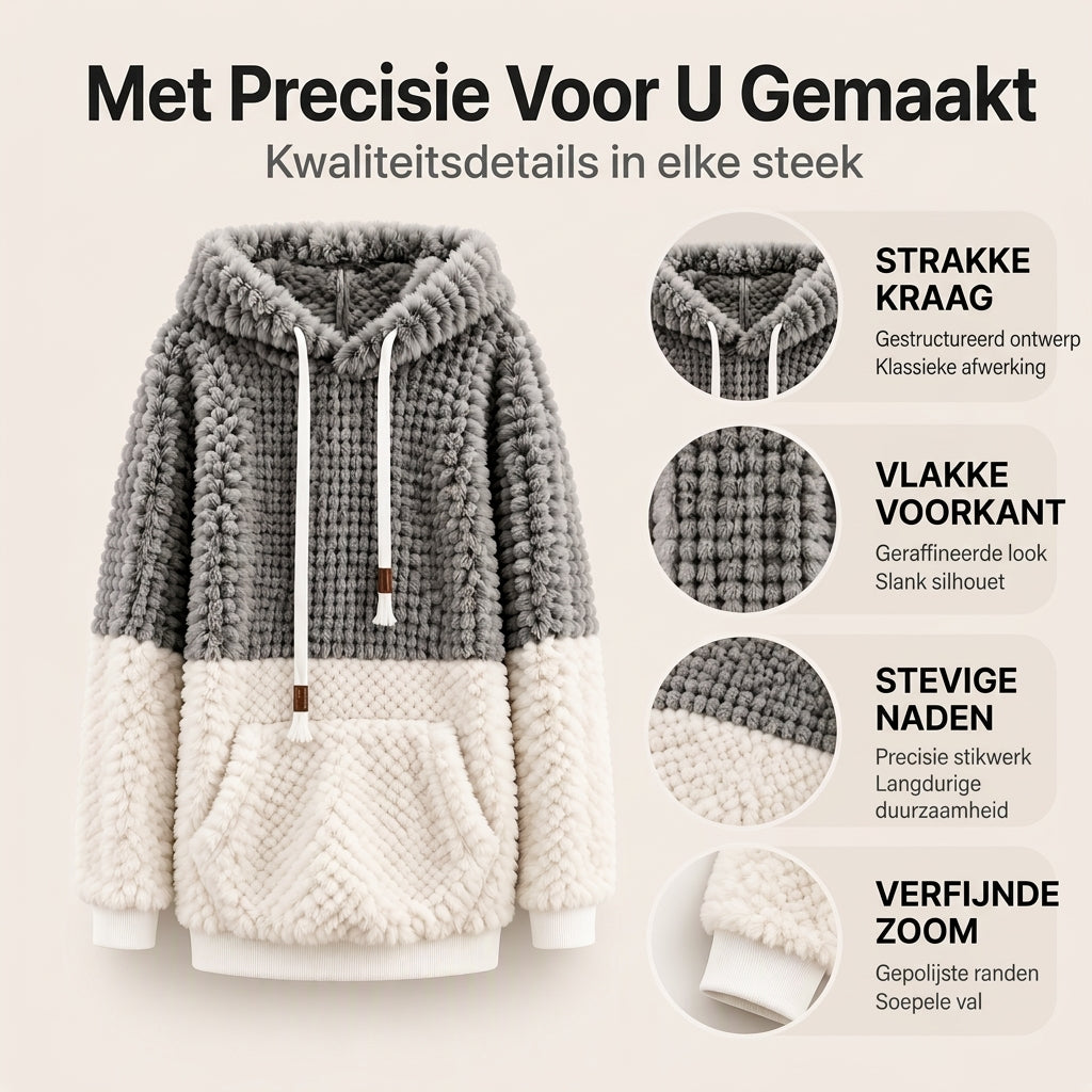 Zachte Teddy Hoodie met Kangoeroezak en Contrastdetails-1
