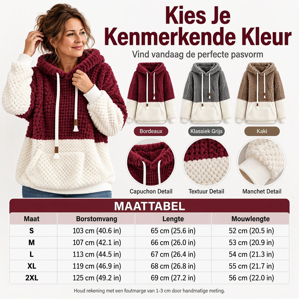 Zachte Teddy Hoodie met Kangoeroezak en Contrastdetails-2