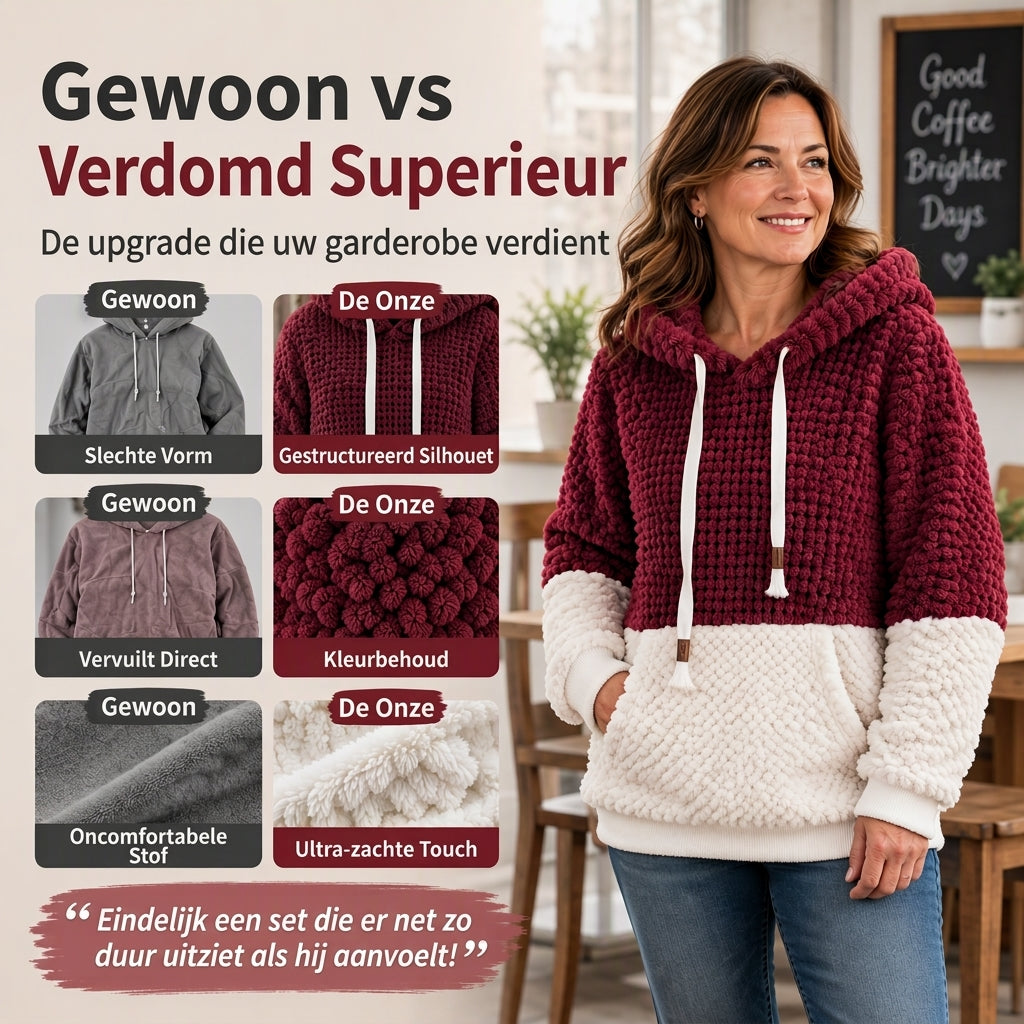 Zachte Teddy Hoodie met Kangoeroezak en Contrastdetails-3