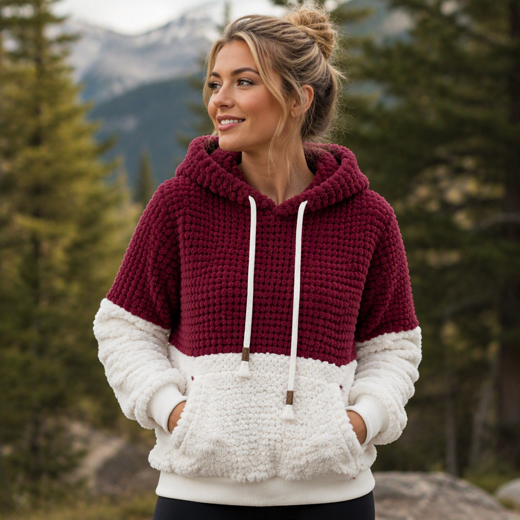 Zachte Teddy Hoodie met Kangoeroezak en Contrastdetails-7