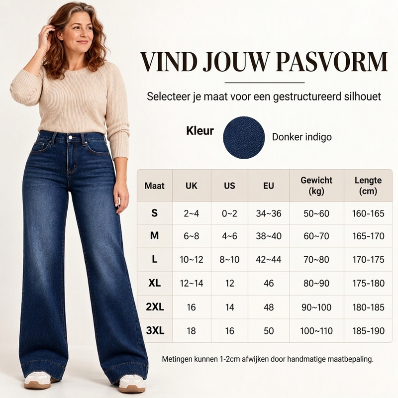 Warme gevoerde high-waist jeans met wijde pijpen-2