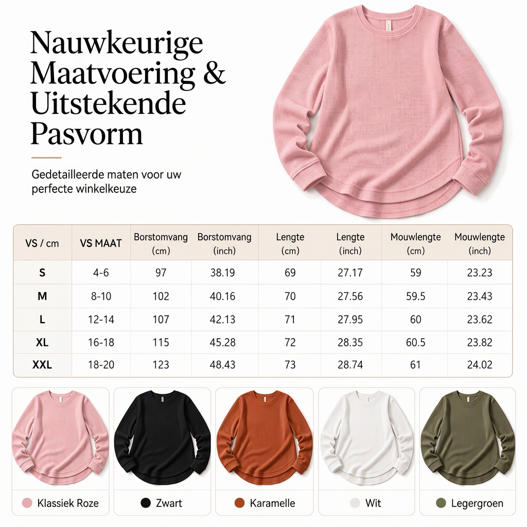 Zachte Wafelgebreide Top met Ronde Hals en Gebogen Zoom-7