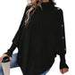 Kabelgebreide Poncho Trui met Col en Decoratieve Knopen-10