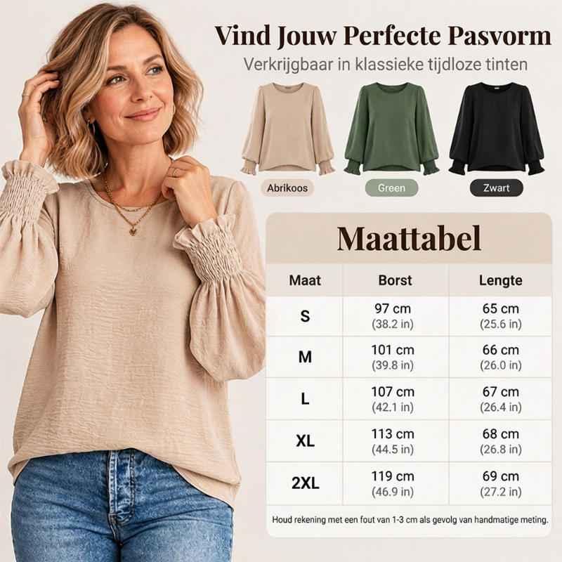 Elegante Blouse met Pofmouwen en Gesmokte Manchetten-2