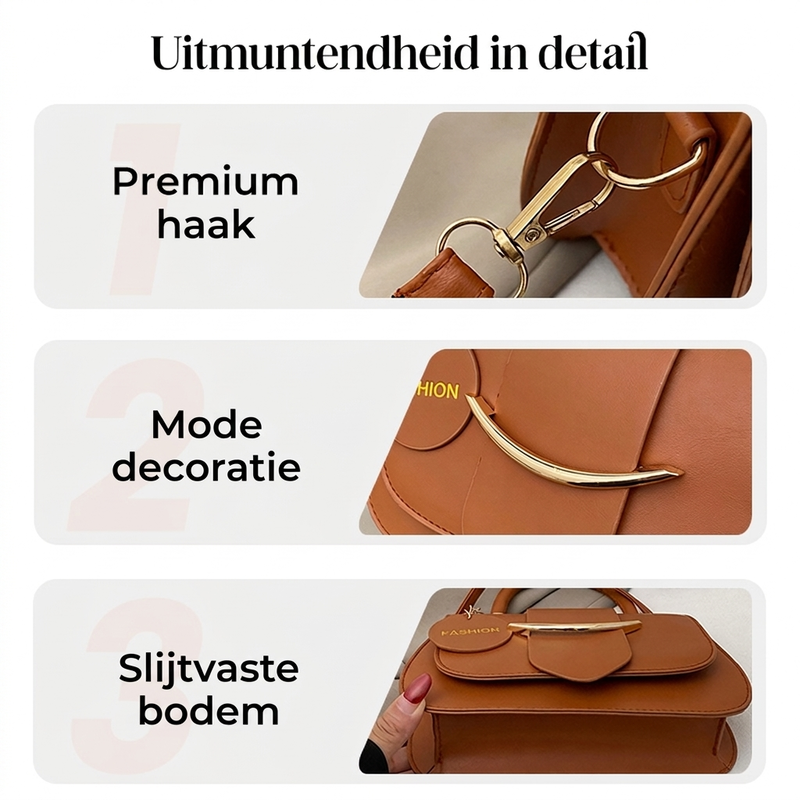 Elegante Crossbodytas met Handvat en Gouden Details-3
