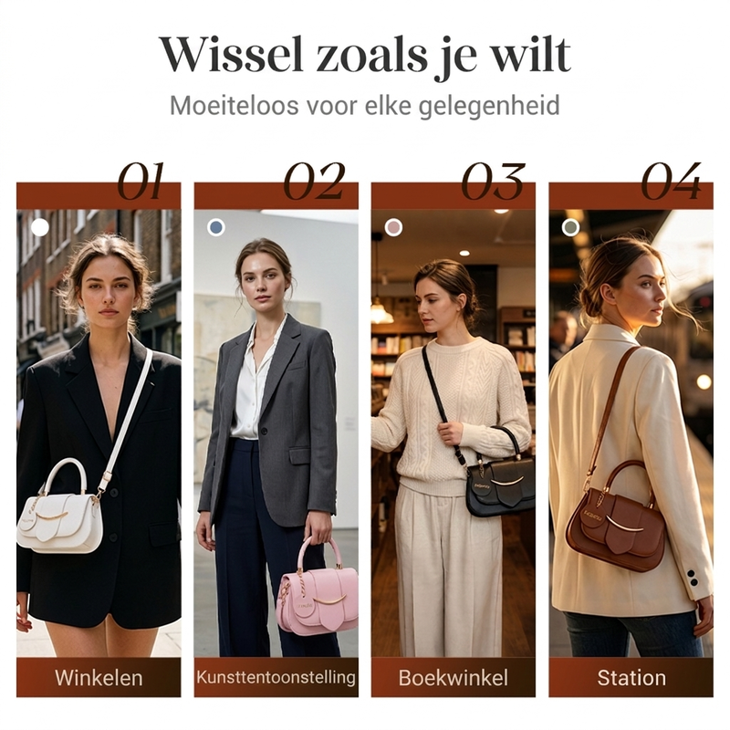 Elegante Crossbodytas met Handvat en Gouden Details-5