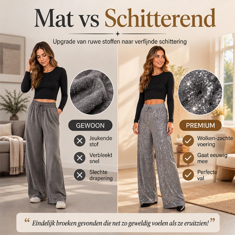 Wijde paillettenbroek met elastische taille-2