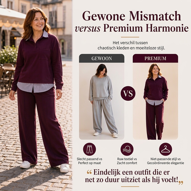 Elegante 2-Delige Gebreide Set met Gelaagde Look en Wijde Pijpen-2