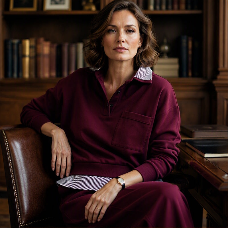 Elegante 2-Delige Gebreide Set met Gelaagde Look en Wijde Pijpen-9