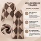 Elegante 2-Delige Gebreide Lounge Set met Ruitpatroon en Wijde Pijpen-6