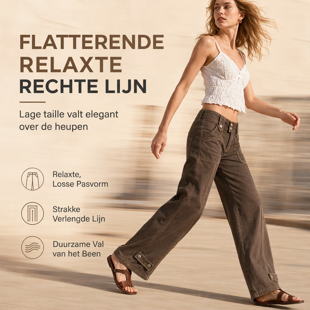 Casual Utility Broek met Wijde Pijpen, Voorzakken en Verstelbare Enkelbandjes-4