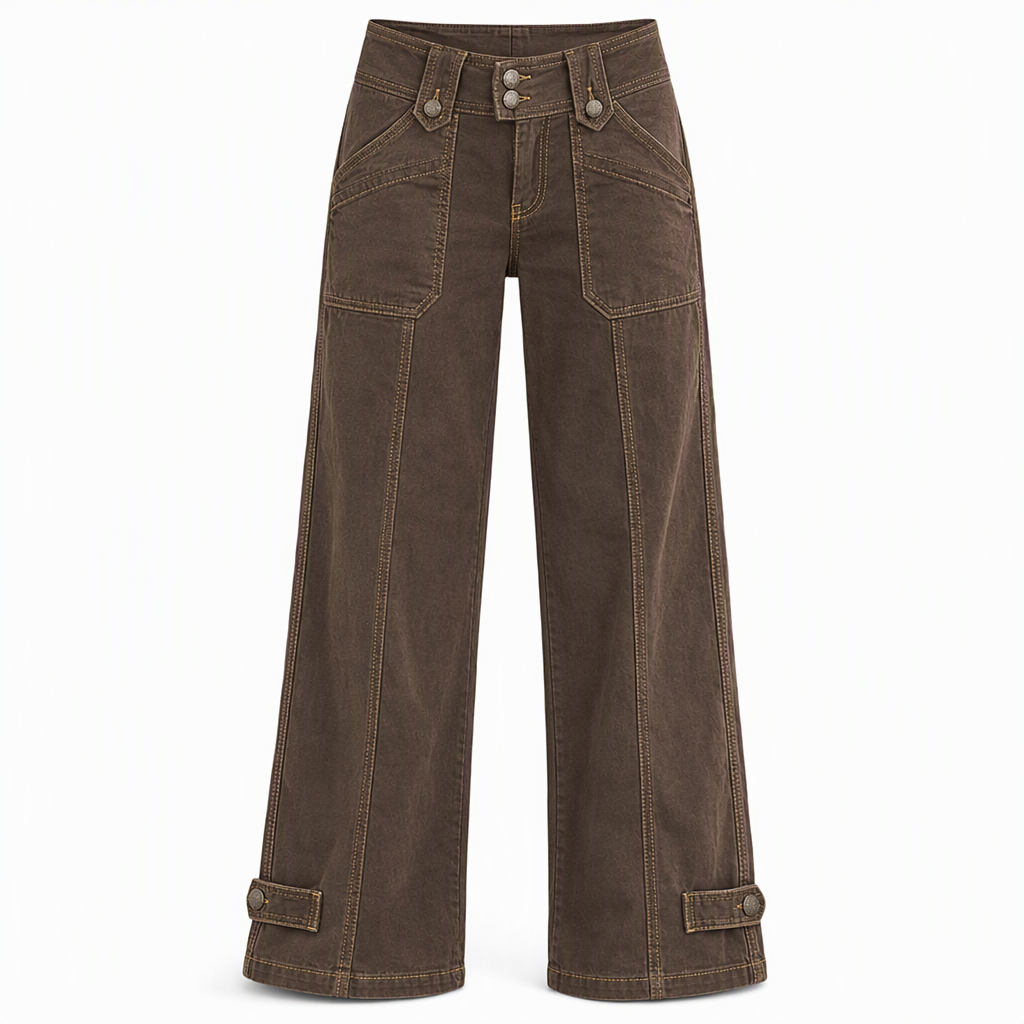 Casual Utility Broek met Wijde Pijpen, Voorzakken en Verstelbare Enkelbandjes-8