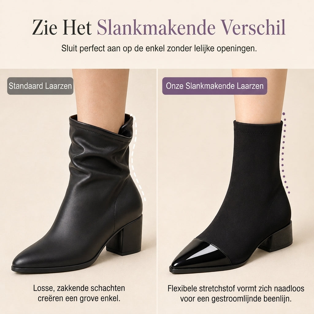 Elegante Stretch-Suède Enkellaarzen met Puntneus en Blokhak-7