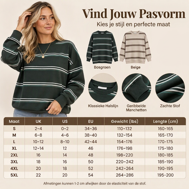 Casual Gestreepte Gebreide Trui met Ronde Hals en Relaxte Pasvorm-2