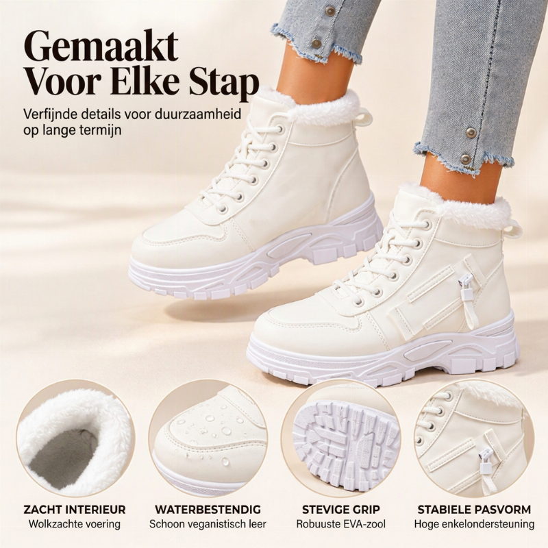 Warme Winter Enkellaarzen met Zachte Voering, Vetersluiting en Dikke Zool-1