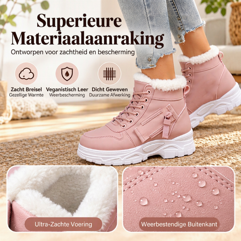 Warme Winter Enkellaarzen met Zachte Voering, Vetersluiting en Dikke Zool-3