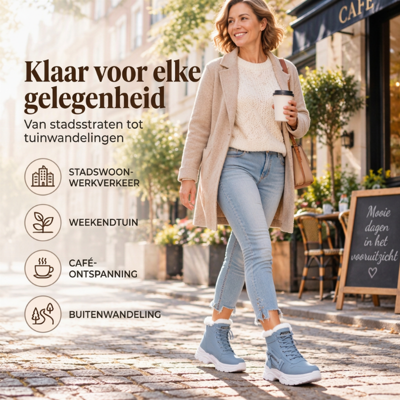 Warme Winter Enkellaarzen met Zachte Voering, Vetersluiting en Dikke Zool-4