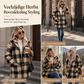 Warme Geruite Teddy Jas met Capuchon, Knoopsluiting en Zakken-5