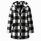 Warme Geruite Teddy Jas met Capuchon, Knoopsluiting en Zakken-10