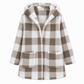 Warme Geruite Teddy Jas met Capuchon, Knoopsluiting en Zakken-9