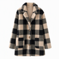 Warme Geruite Teddy Jas met Capuchon, Knoopsluiting en Zakken-8