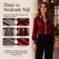 Elegante Satijnen Blouse met Luipaardkraag en Contrastmanchetten-2