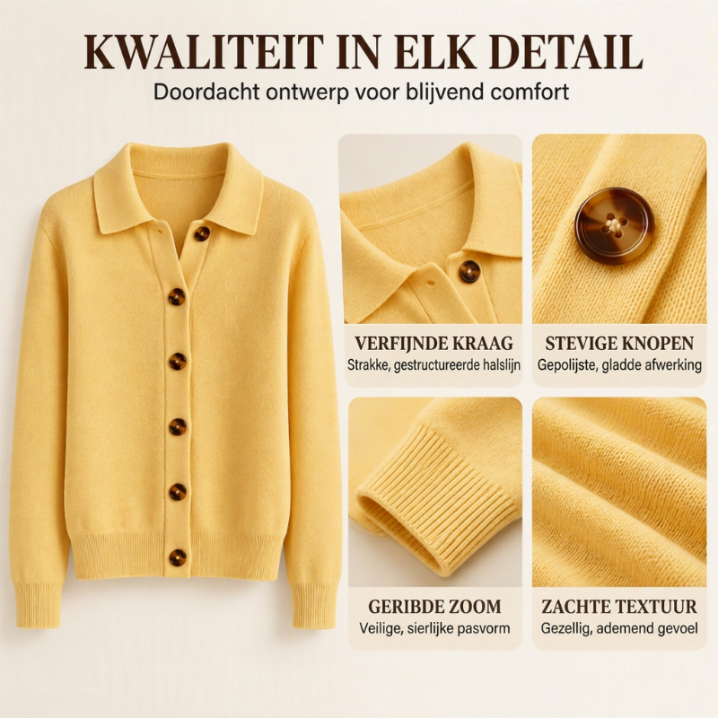 Elegante Gebreide Cardigan met Kraag en Knoopsluiting-1