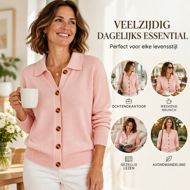Elegante Gebreide Cardigan met Kraag en Knoopsluiting-5