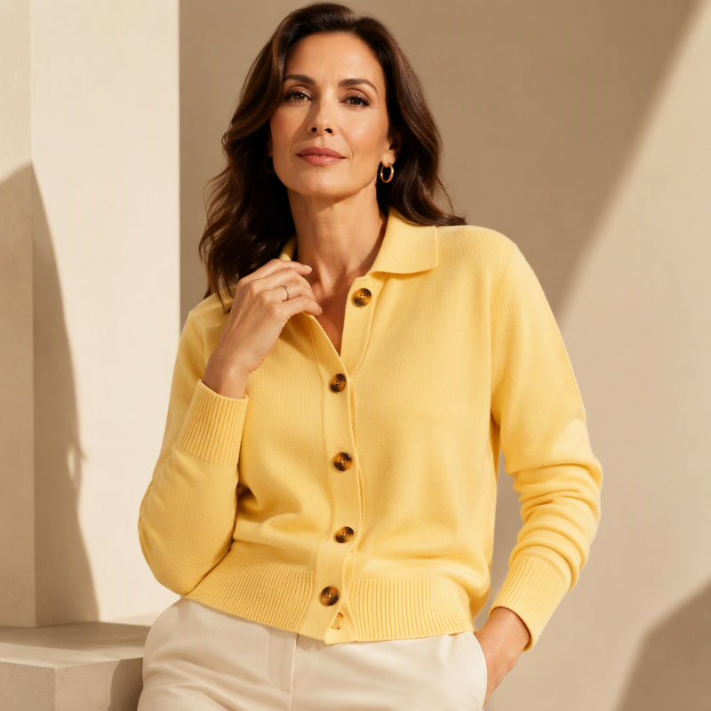 Elegante Gebreide Cardigan met Kraag en Knoopsluiting-6
