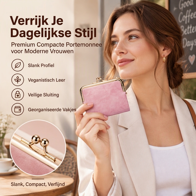 Compacte Dames Portemonnee met Beugelsluiting en Meerdere Vakjes