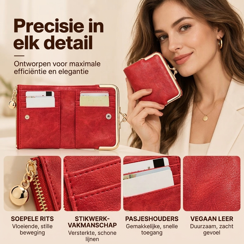Compacte Dames Portemonnee met Beugelsluiting en Meerdere Vakjes-1