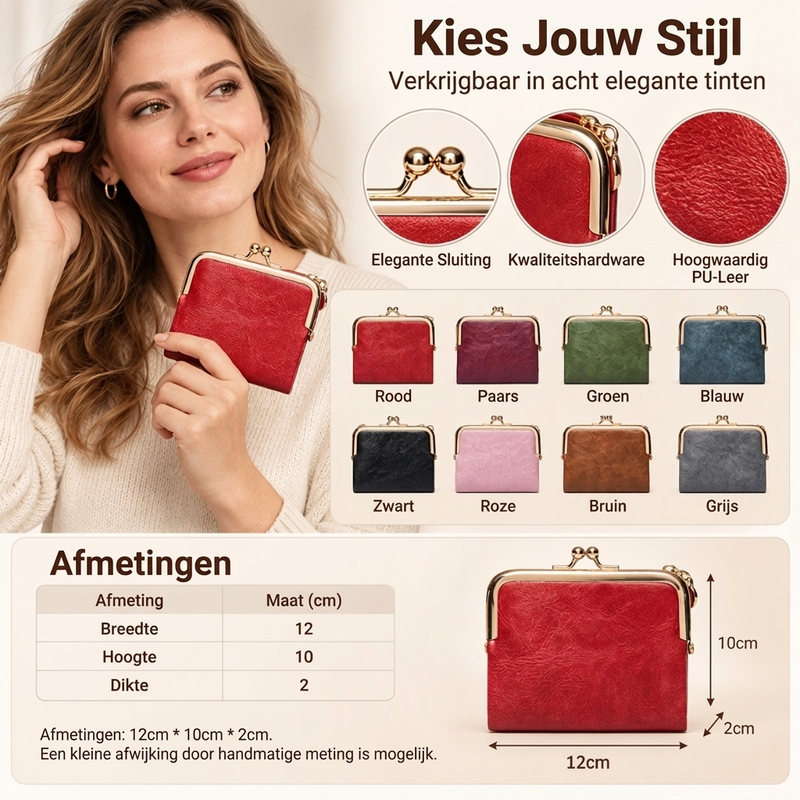 Compacte Dames Portemonnee met Beugelsluiting en Meerdere Vakjes-2