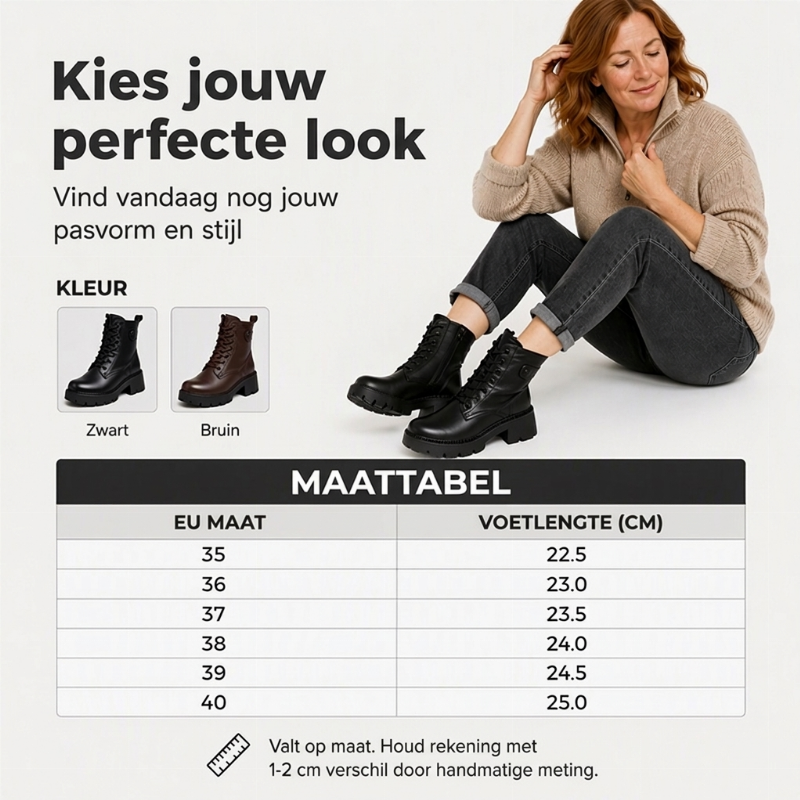Stoere Platform Enkellaarzen met Vetersluiting en Chunky Zool-5