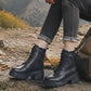 Stoere Platform Enkellaarzen met Vetersluiting en Chunky Zool-9