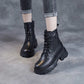 Stoere Platform Enkellaarzen met Vetersluiting en Chunky Zool-11