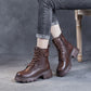 Stoere Platform Enkellaarzen met Vetersluiting en Chunky Zool-12