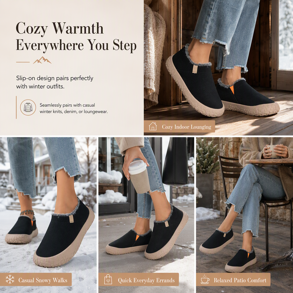 Warme Slip-On Winterschoenen met Pluche Voering en Waterafstotend Suède-Look Bovenwerk-5