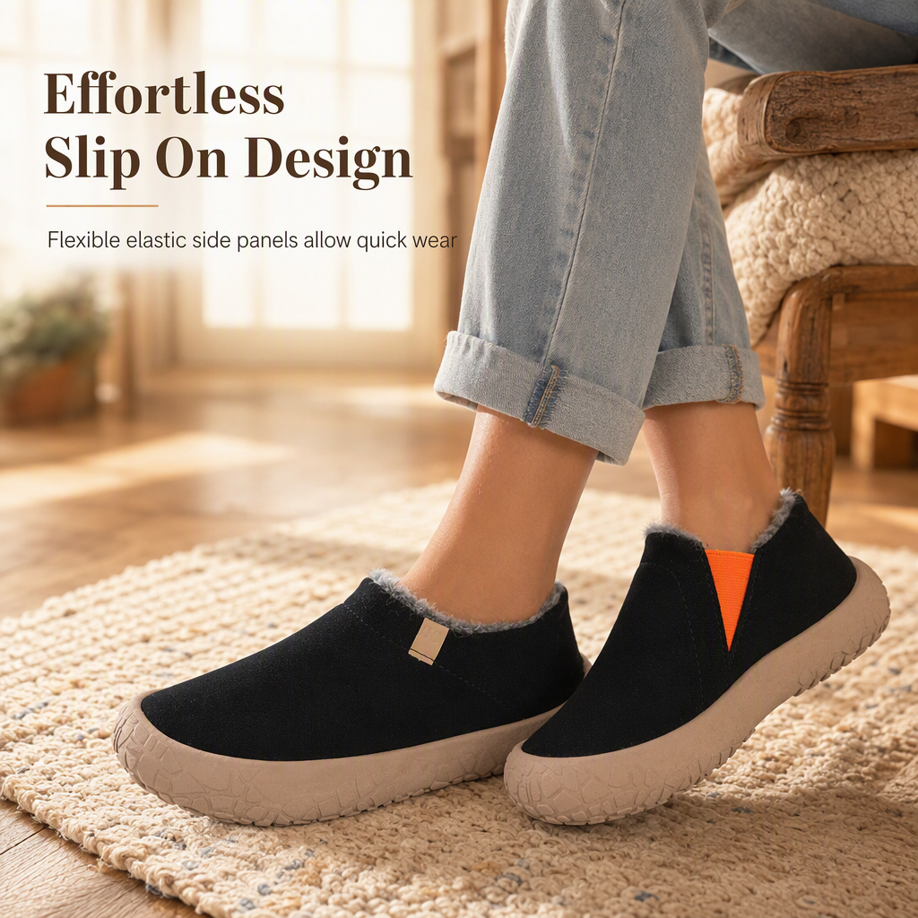 Warme Slip-On Winterschoenen met Pluche Voering en Waterafstotend Suède-Look Bovenwerk-2