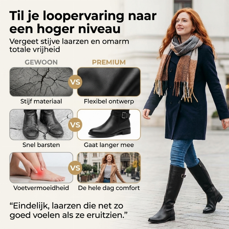 Warme Halfhoge Laarzen met Zachte Voering, Zijrits en Gespdetail-2