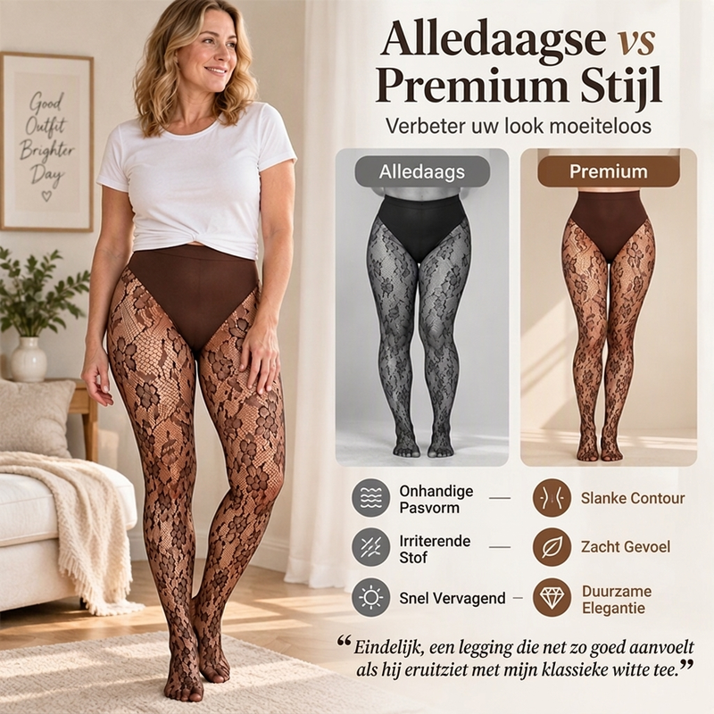 Hoge taille kanten panty met bloemenpatroon-3