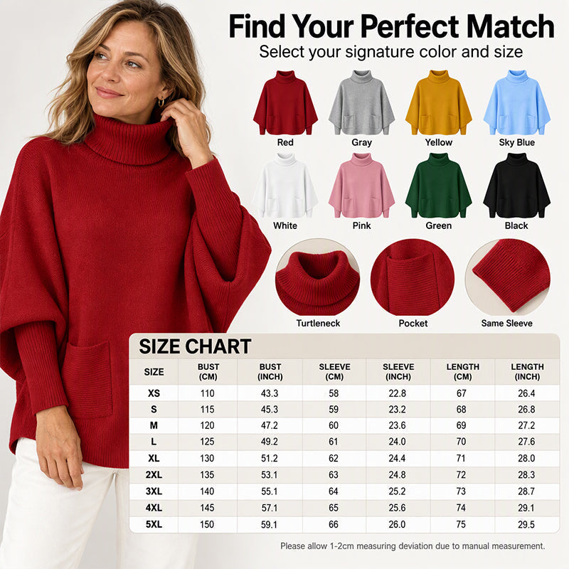 Oversized Gebreide Poncho Trui met Col en Zakken-5