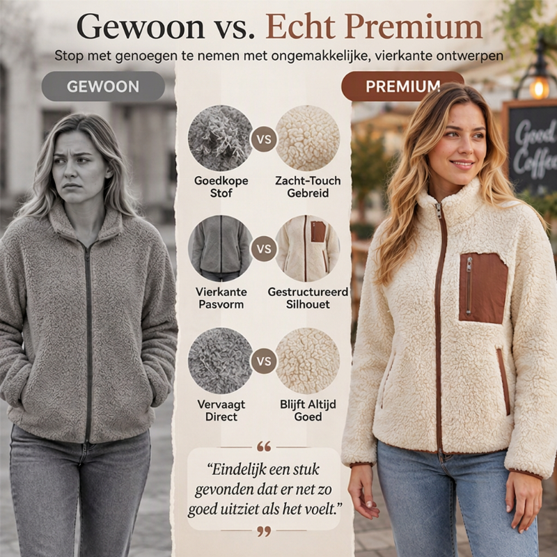 Zachte teddy jas met ritssluiting voor dames-2