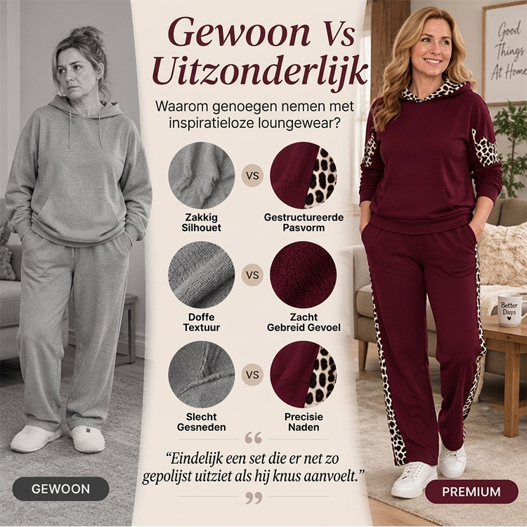 2-Delige Lounge Set met Capuchon en Luipaarddetails-2