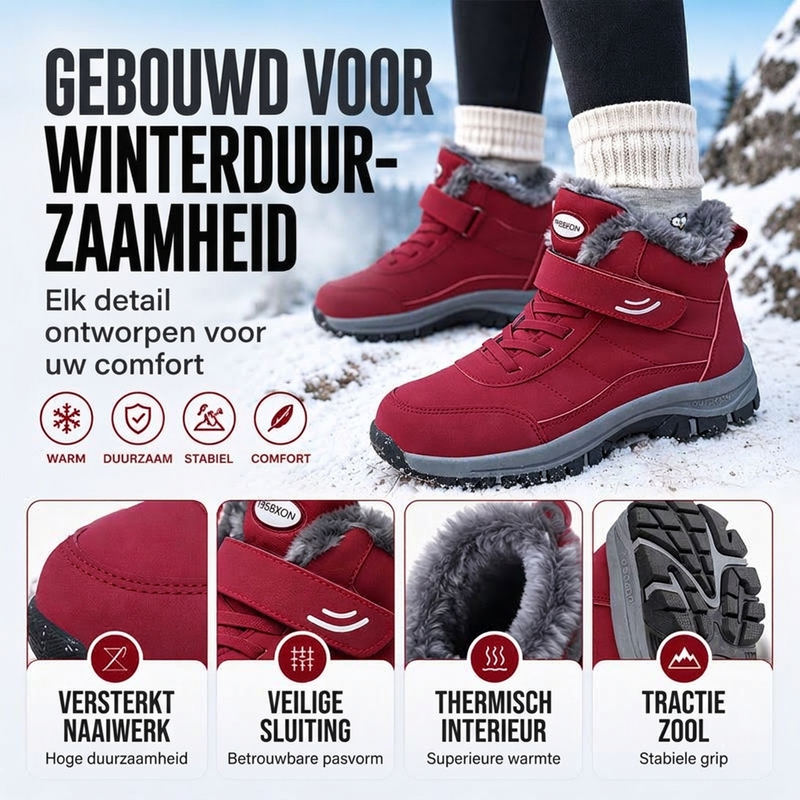 Warme Winterlaarzen met Bontvoering, Klittenbandsluiting en Antislipzool-1