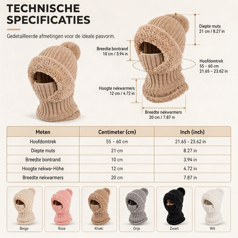 Warme 3-in-1 Wintermuts met Bivakmuts, Nekwarmer en Pluche Voering-6