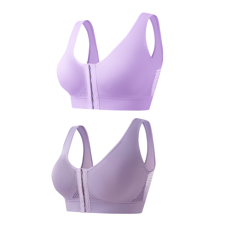 Draadloze comfort bh met voorsluiting en brede schouderbanden-16