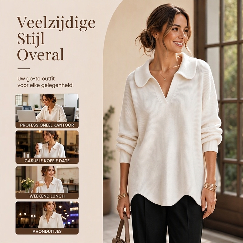 Gebreide trui met polokraag en golvende zoom-4