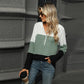 Gebreide hoodie met halve rits en colourblock design-6