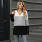 Gebreide hoodie met halve rits en colourblock design-8