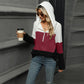 Gebreide hoodie met halve rits en colourblock design-3